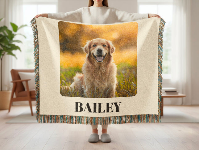 Personalized Photo Blanket with Dog Name Design