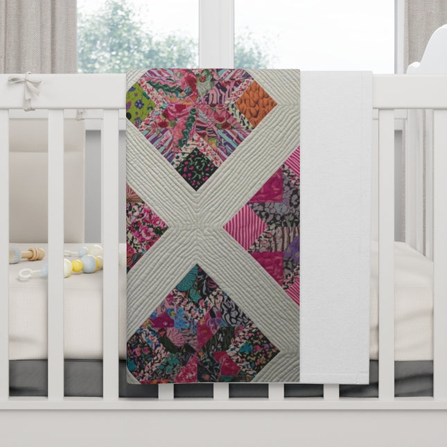 Colorful Geometric Patchwork Baby Blanket Quilt