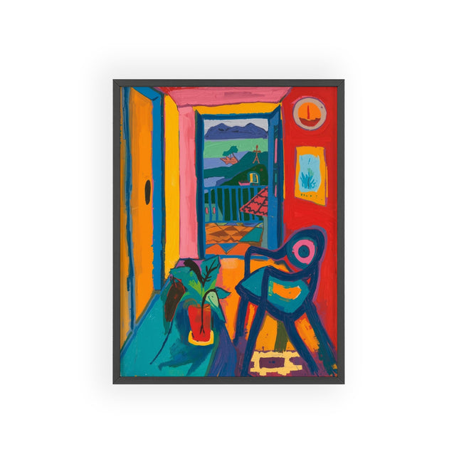Framed Colorful Coastal Window Poster — Vibrant Modern Art Print