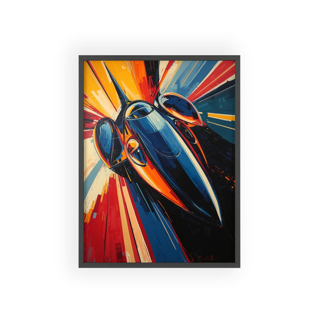 Retro Jetliner Art Poster with Wooden Frame — Vintage Aviation Wall Decor