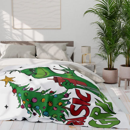 Festive Christmas Tree and Grinch Art Bedding Set