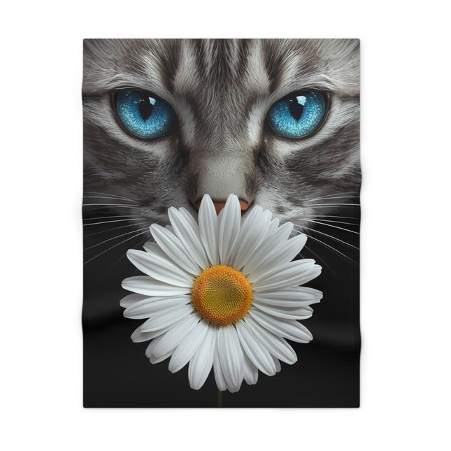 Cat with Daisy Baby Blanket — Soft Fleece Nursery Throw for Infants & Toddlers