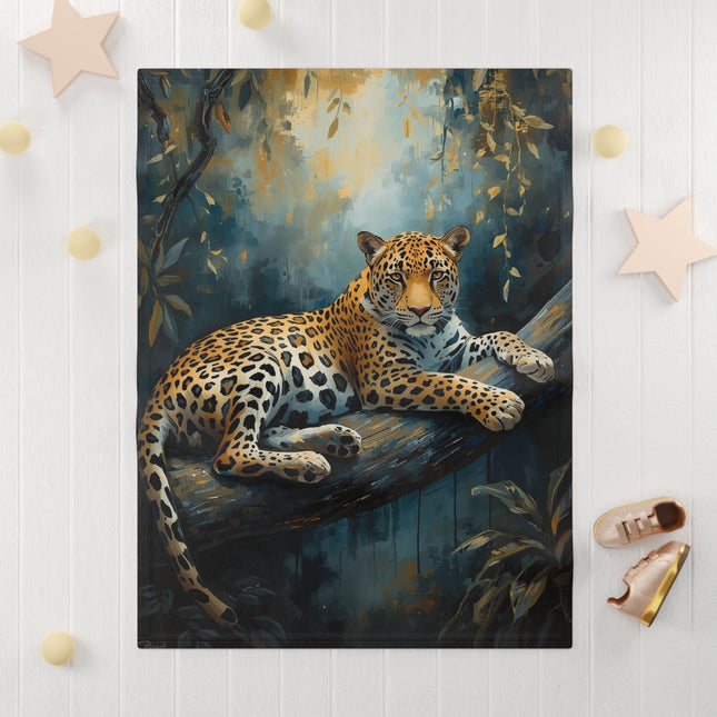Leopard Nursery Fleece Blanket — Soft Baby Throw with Jungle Animal Art