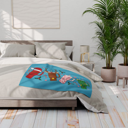 Festive Reindeer and Candy Cane Patterned Bedding Set