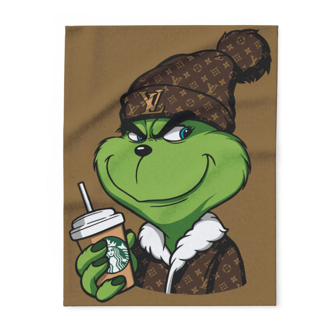 Stylish Grinch Drinking Starbucks Coffee Blanket