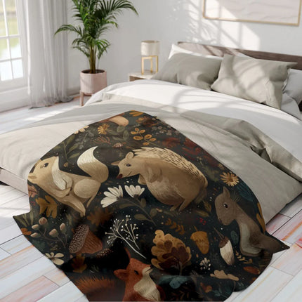 Cozy Woodland Animal Theme Blanket for Bedroom Decor