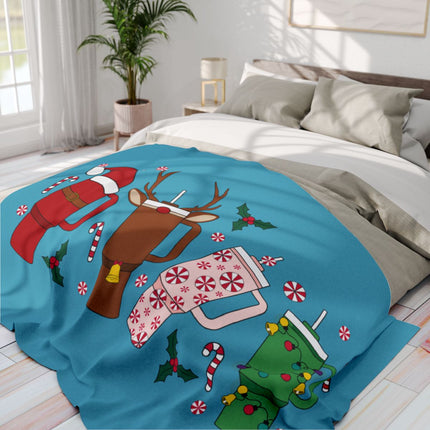 Festive Christmas Characters Fleece Blanket