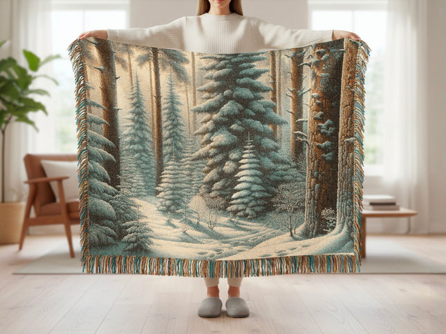 Beautiful Forest Scene Winter Blanket Decor