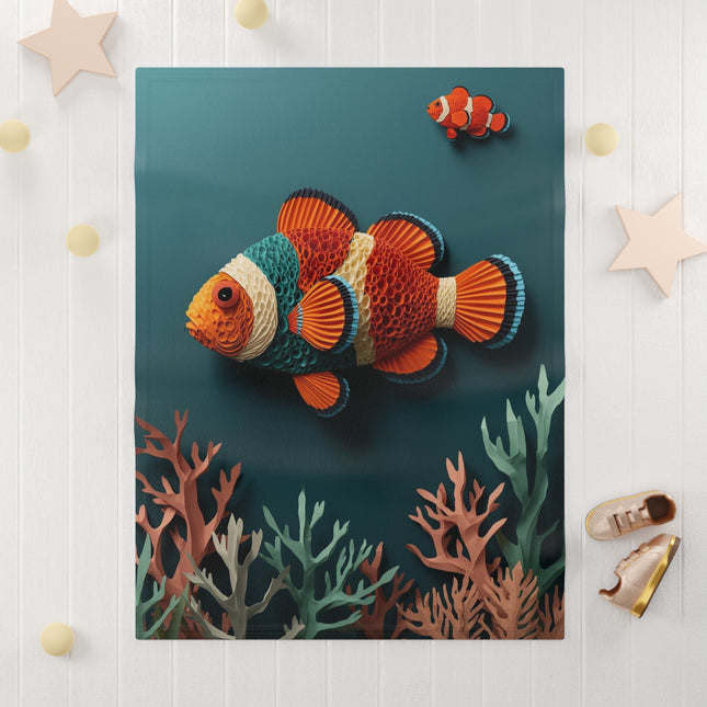 Clownfish Baby Blanket — Soft Fleece Ocean Nursery Throw
