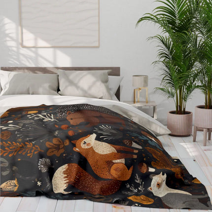 Cozy Woodland Creatures Print Bedding Blanket