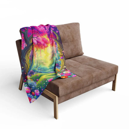 Enchanting Forest Fantasy Art Colorful Throw Blanket