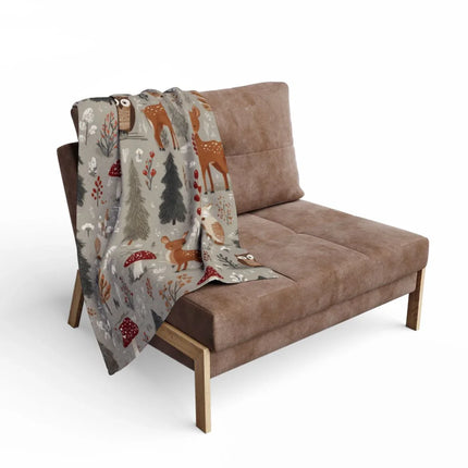Cozy Woodland Forest Animal Print Throw Blanket