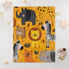 Adorable Cartoon Safari Animals Kid's Rug