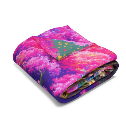 Vibrant Pink and Purple Tree Design Blanket