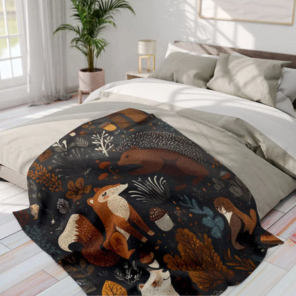 Dark Forest Animals Theme Cozy Bedding Blanket