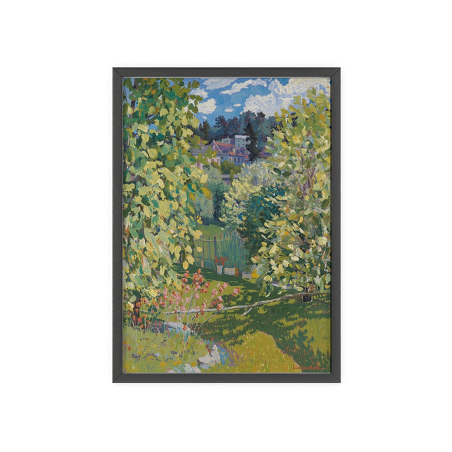 Framed Landscape Poster — Impressionist Garden Print with Wooden Frame