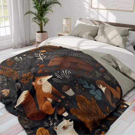 Cozy Forest Animal Print Bedspread Blanket for Kids