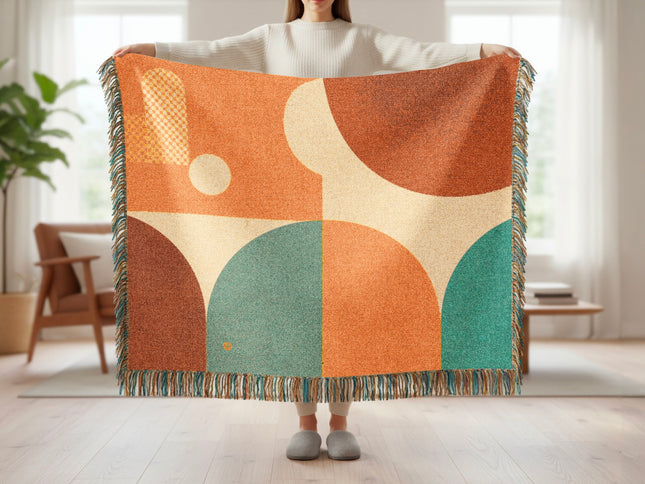 Abstract Geometric Patterned Throw Blanket for Decor