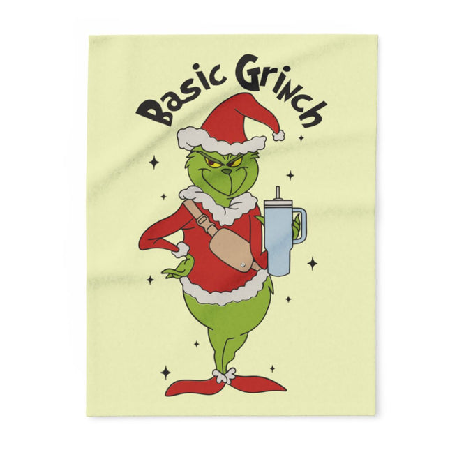 Basic Grinch Santa Holding Cup Blanket
