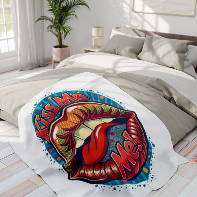 Vibrant Kiss Me Graphic Throw Blanket Product