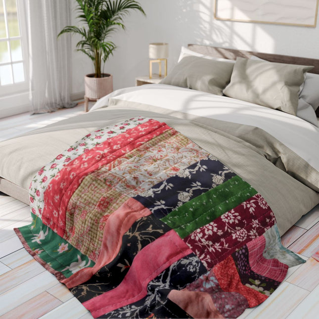 Colorful Floral Patchwork Design Blanket Bedding