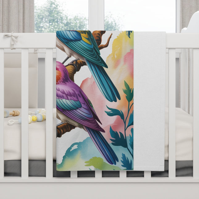 Colorful Birds Design Baby Crib Blanket Accessory