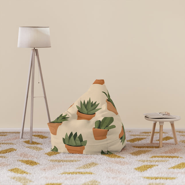 Succulent Plant Print Bean Bag for Cozy Living Spaces