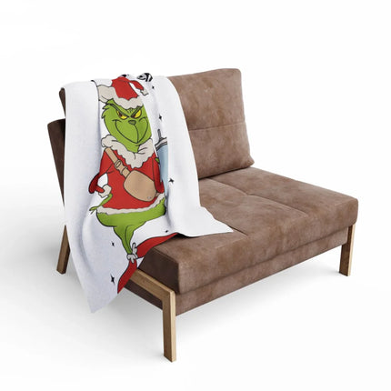 Grinch Santa Design Blanket for Holiday Decoration