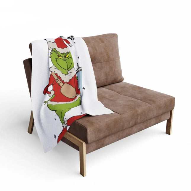 Grinch Santa Design Blanket for Holiday Decoration