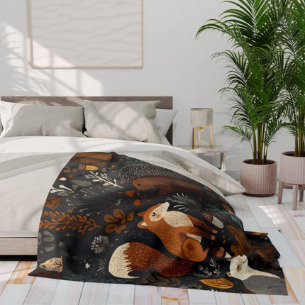 Cozy Woodland Foxes and Forest Friends Blanket