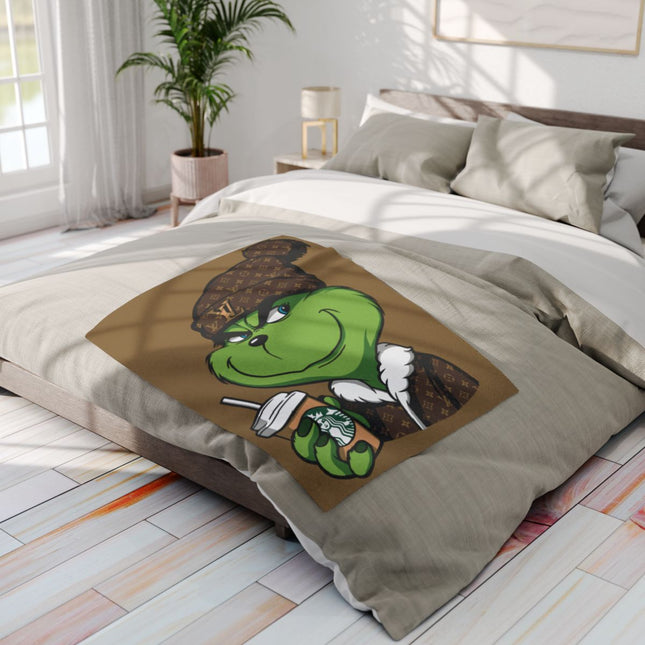 Grinch Drinking Coffee Printed Bedding Set for Cozy Nights