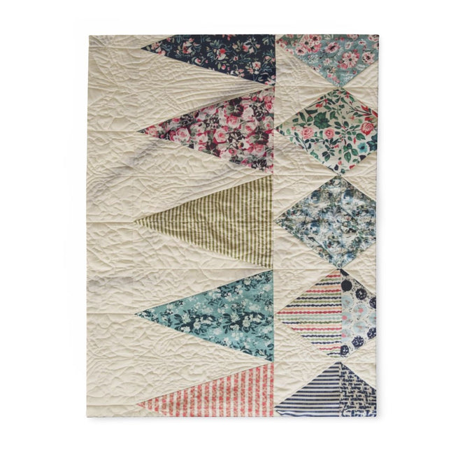 Quilted Patterned Blanket with Colorful Triangles