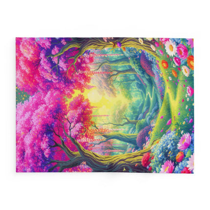 Vibrant Fantasy Forest with Colorful Blossoms print