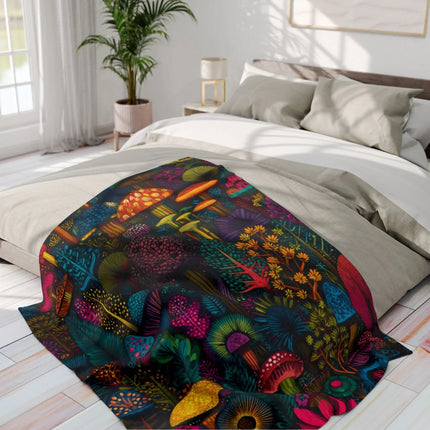Colorful Illustrated Blanket with Nature Inspired Designs