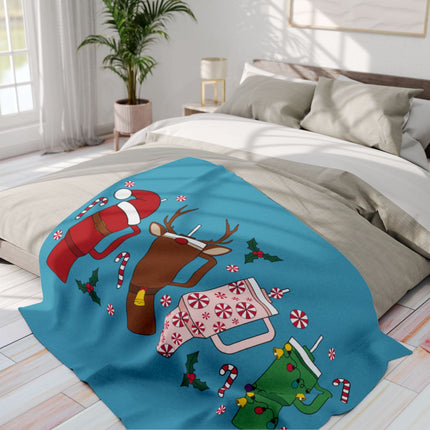 Fun Festive Holiday Themed Printed Throw Blanket