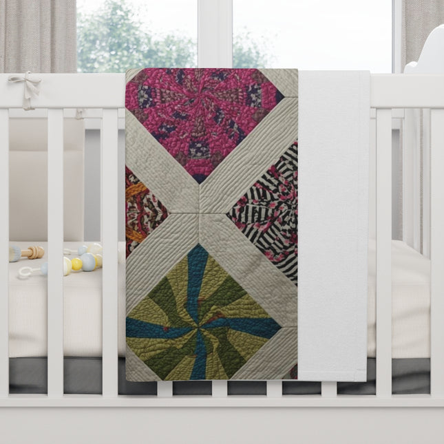 Colorful Geometric Patterned Quilt Blanket