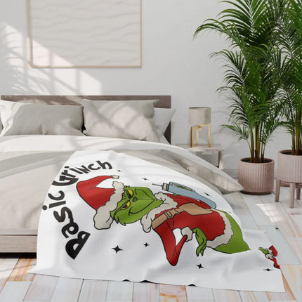 Basic Grinch Santa Blanket Cozy Bedroom Decor
