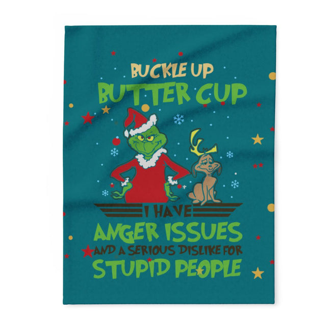 Grinch Buckle Up Buttercup Anger Issues Blanket