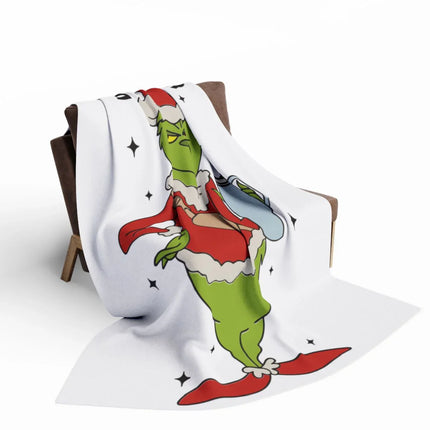 Grinch in Santa Outfit Cozy Christmas Blanket