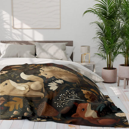 Woodland Creatures Cozy Bedding Blanket for Fall Decor