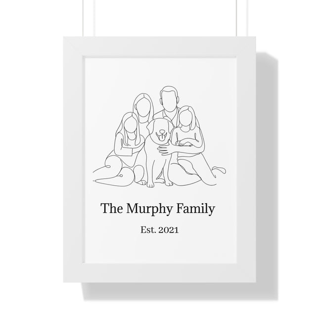 Personalized Line-Art Family Portrait With Pets