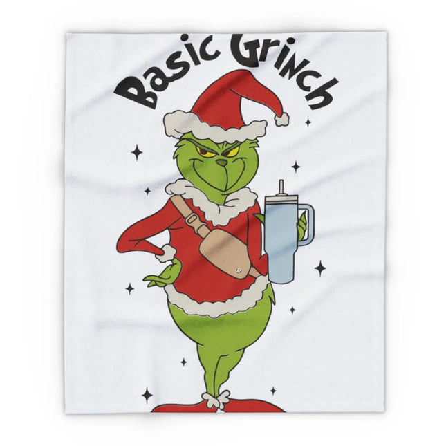Basic Grinch with Santa Hat and Drink Blanket