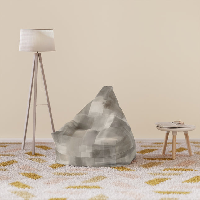 Cozy Living Room Setup with Floor Lamp and Bean Bag