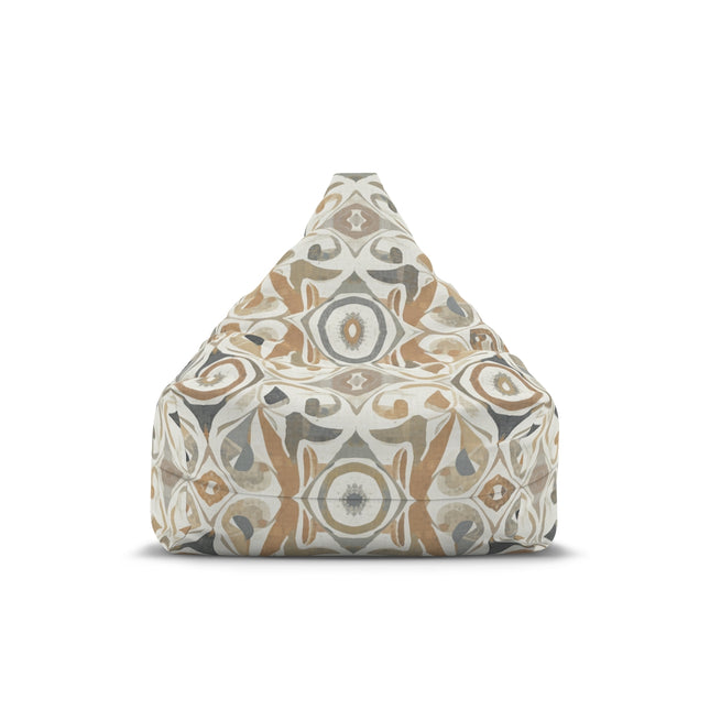 Geometric Beige and Gray Patterned Bean Bag Chair
