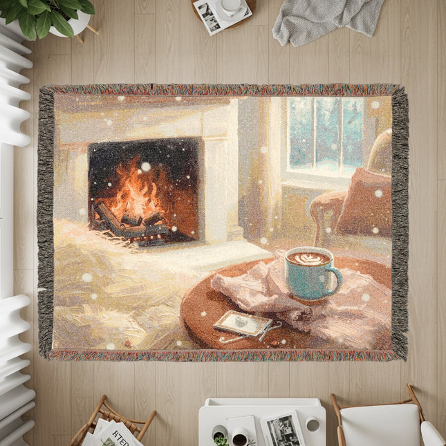 Cozy Fireplace Scene Winter Blanket product