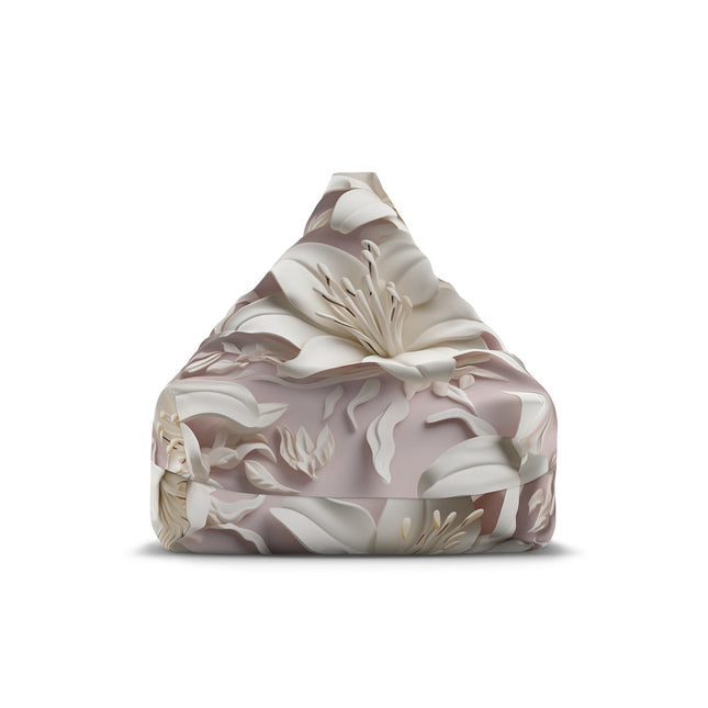 Floral Pattern Bean Bag Chair with White Lilies Design
