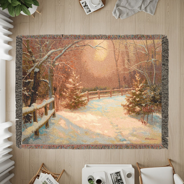 Winter Forest Pathway Woven Art for Home Decor