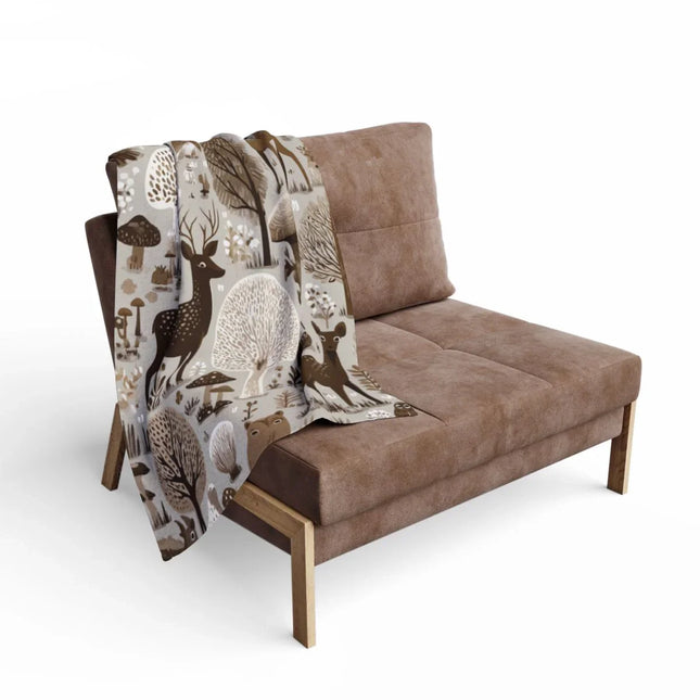 Cozy Forest Scene Blanket with Deer and Trees Decor