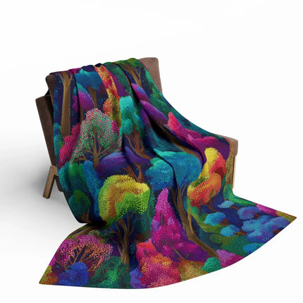 Vibrant Colorful Forest Themed Throw Blanket Product