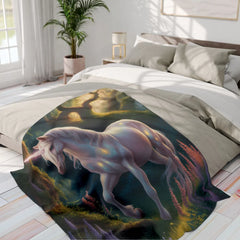 Majestic Unicorn in Enchanted Forest Blanket